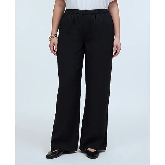 Madewell Softdrape Pants Pull On Wide Leg High Rise True Black NWT Size XXS - Picture 1 of 13